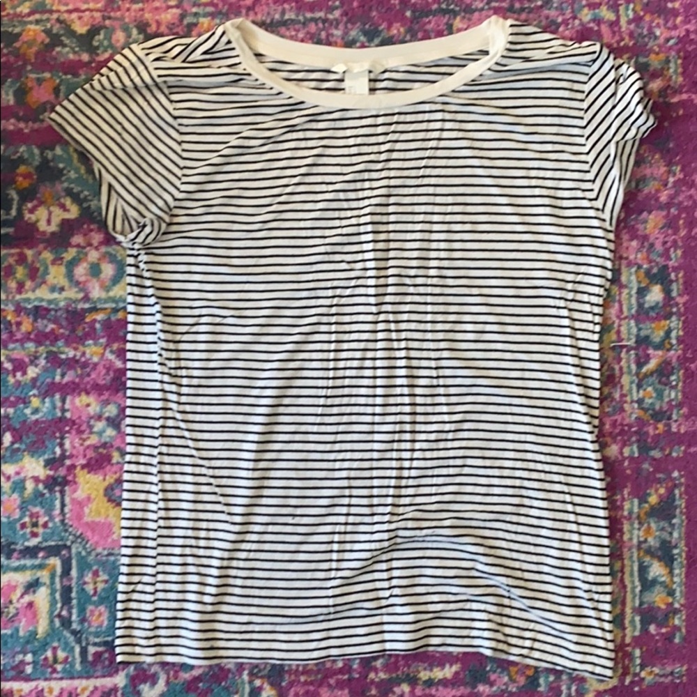 H&M Striped Cream and Black Shirt